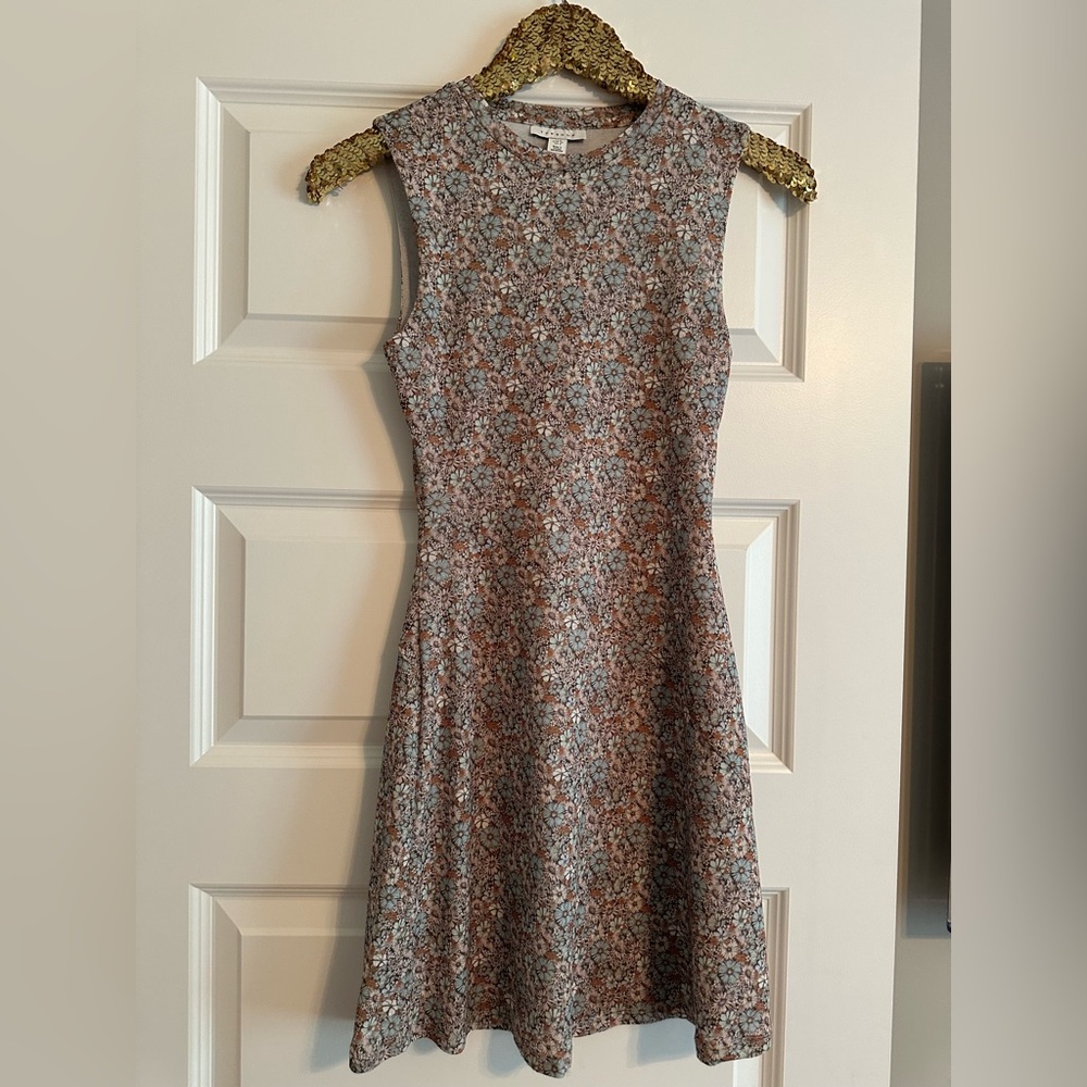 Topshop Floral Mini Dress - Blue and White